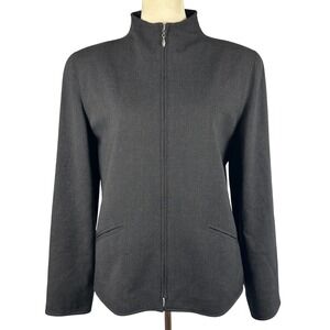 Lauren Ralph Lauren Womens 8 Charcoal Gray Zip Up Blazer Wool Blend Career‎